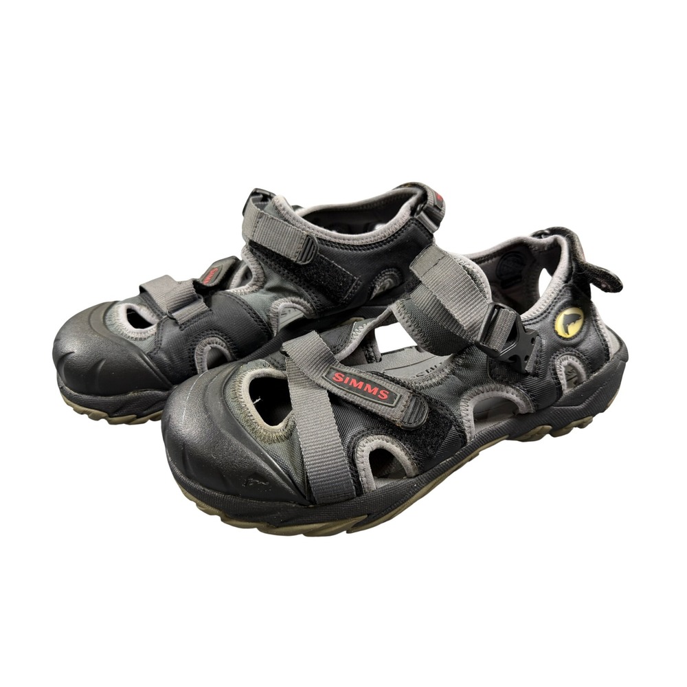 Simms Mens 26225-00 Fishing Sandals Black Gray Vibram Sole Size 10 US